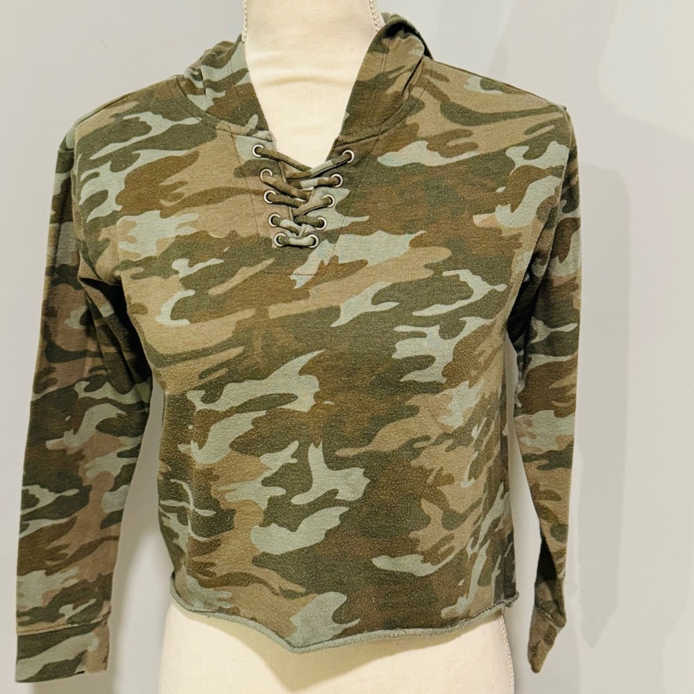 Justice Green Camouflage Lace-Up Hoodie